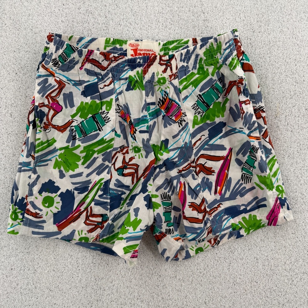 VTG Jams World‎ Shorts Mens Medium Tropical Volleyball Surf Hawaii Cotton USA
